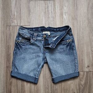 Younique Jeans Low Rise Denim Cut Off Blue Jean Shorts Juniors 7
